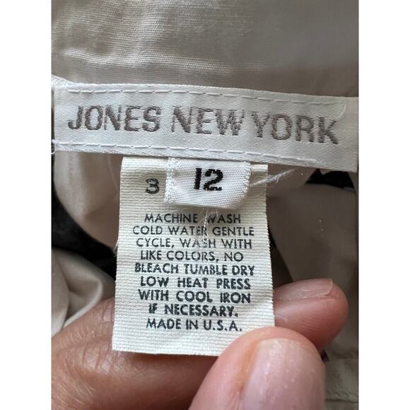 Vintage Jones New York Skirt Sz 12 Stripe Retro Buttons Midi Full Navy Cream - Picture 8 of 8